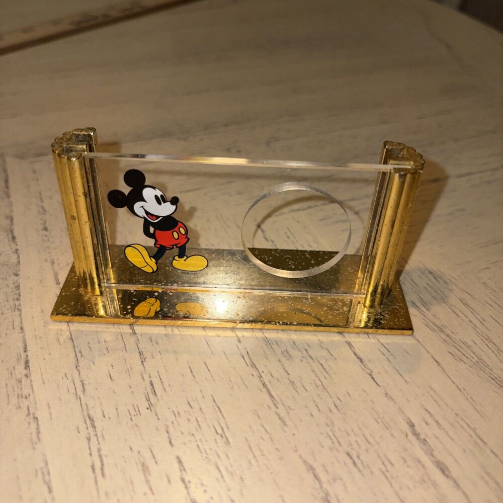 Mickey Mouse Gold business card holder, Disney, Office Decor, Desk Decor, Rare